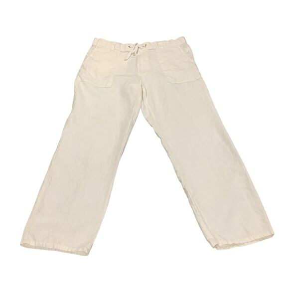 Madda Fella Womens White Coastal Linen Pants XL Beach Resort Cruise Vacation - Picture 3 of 8